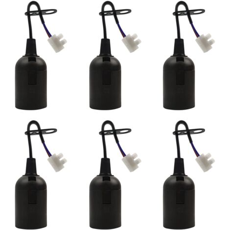 6 Pièces Douille E27, Support Ampoule 4A 250V, Plastique Noir, Pour Luminaire Intérieur Et Industriel