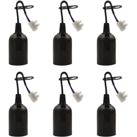 6 Pièces Douille E27 Support D'ampoule 4A 250V Douille Ampoule Douille de Rechange pour Ampoules à Incandescence et Ampoules LED ou Industrie (max.60W/ Noir)