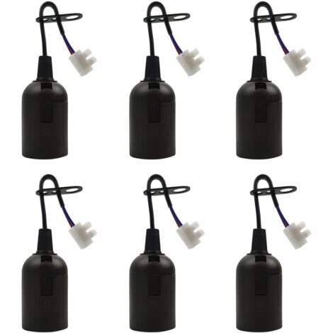 6 Pièces Douille E27 Support D'ampoule 4A 250V Douille Ampoule Douille de Rechange pour Ampoules à Incandescence et Ampoules LED ou Industrie (max.60W/ Noir)