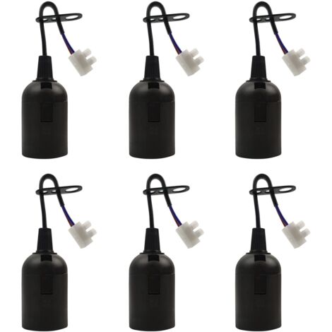 6 Pièces Douille E27 Support D'ampoule 4A 250V Douille Ampoule Douille de Rechange pour Ampoules à Incandescence et Ampoules LED ou Industrie (max.60W/ Noir)