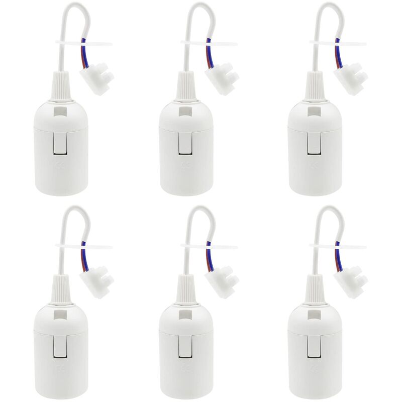 6 Pièces Douille E27 Support D'ampoule 4A 250V Douille Chantier pour Ampoules à Incandescence et Ampoules led ou Industrie (max.60W/ Blanc)