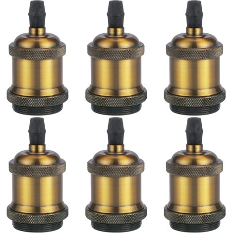 6 Pièces Douille E27 Vintage De Lampe, Solide Céramique Adaptateur, Douille Ampoule, Céramique Adaptateur Support De Lampe, Douille Ampoule en Aluminium pour Plafonniers & Appliques Murales
