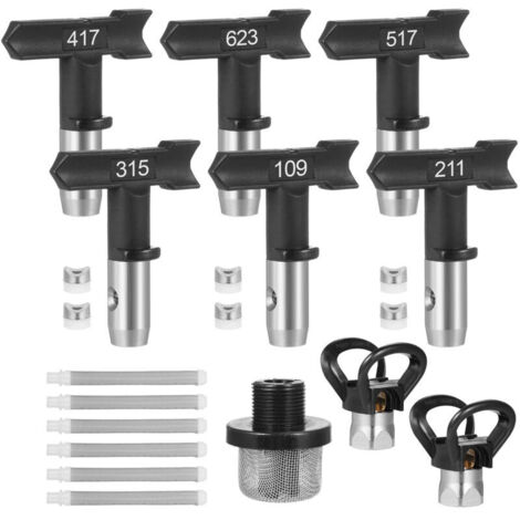 6 Pièces Embouts Réversibles pour Pulvérisateur Airless - Jeu de Buses Haute Pression (109/211/315/417/517/623)-Compatible Machines à Peinture sans Air pour Maison,Jardin,Clôtures
