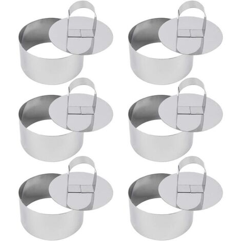6 Pièces Emporte Pièces Rond Anneaux, 4  8cm Cercle à Patisserie avec Poussoirs Moule à Cake en Acier Inoxydable pour Mousse Dessert
