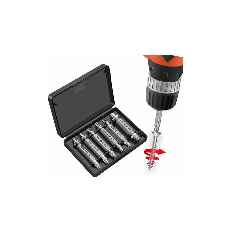 6 Pièces Endommagé vis Extracteurs, Extracteur de Boulons Cassés en Acier hss 4341 Avec une Dureté Supérieure à 55 HRC,d'un Diamètre 2-12mm pour