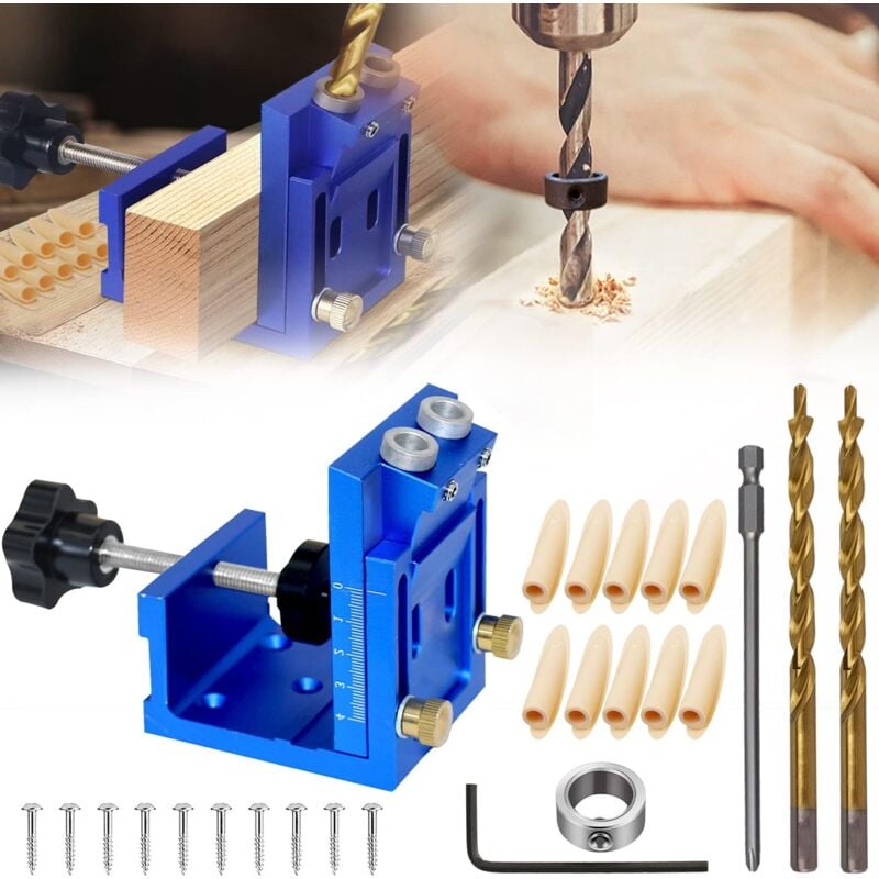 6 Pièces Ensemble de kit de Gabarit de Perçage, Ajustable Guide de Percage Perçage 9mm, Gabarit de Percage Oblique pour Trous de Positionnement pour