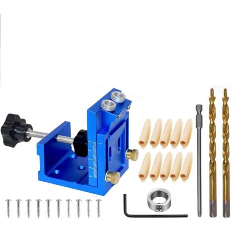 6 Pièces Ensemble de kit de Gabarit de Perçage, Ajustable Guide de Percage Perçage 9mm, Gabarit de Percage Oblique pour Trous de Positionnement pour le Travail du Bois