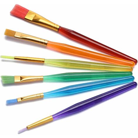 6 Pièces Ensemble de Pinceau,Pinceaux Peinture Acrylique,pour Aquarelle, Peinture Gouache, Nylon Pinceaux Artiste Plume Lisse, Enfant Brosse de Peinture