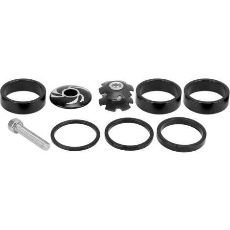 6 Pièces Entretoises de Direction en Alliage d'Aluminium pour Vélo de Montagne, Spacers de Potence Noirs