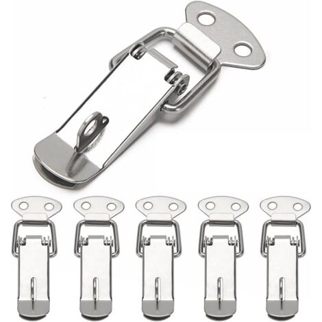 6 Pièces Fermeture a Levier Fermeture à Ressort Loquet, Loquet à Ressort Bascule 73mm, avec Crochet, pour Coffret, Boîte, Tiroir, Armoire, Coffre à Outil