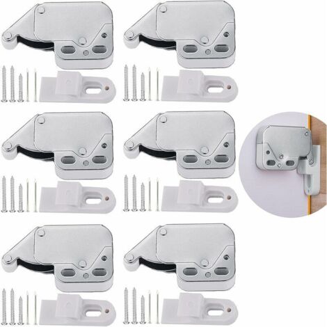 6 pièces Fermeture à Ressort Porte d'Armoire, Loqueteaux à Ressort Loqueteaux pour Porte Mini Latch avec Plaque de Retenue, Automatique pour Portes Battantes de Placard Avec des vis