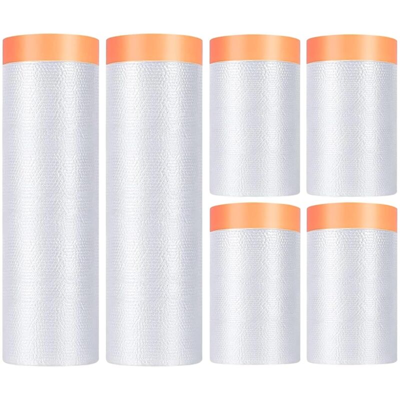 6 Pièces Film Masquage Bache Protection 120M Ruban Masquage Peinture,
