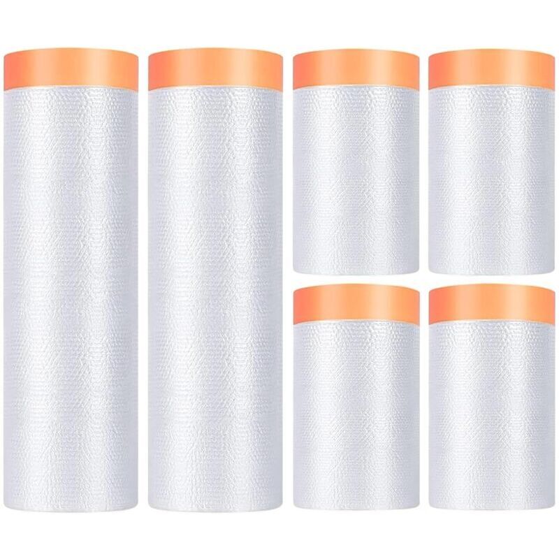 6 Pièces Film Masquage Bache Protection 120M Ruban Masquage Peinture,