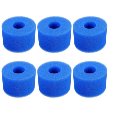 6 Pièces Filtre Piscine, Cartouche de Filtre en Mousse, Mousse pour Filtre Piscine, Réutilisables et Lavables, Filtre en Mousse pour Spa, Piscine
