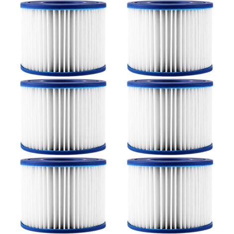 6 Pièces Filtre Spa VI pour Spa Gonflable, Filtre Cartouche pour Bestway, Lay-Z-Spa Vegas/Monaco/Palm Springs, Hauteur 79mm, Diamètre Ext. 105mm, Int. 50mm, Matériau PU Durable