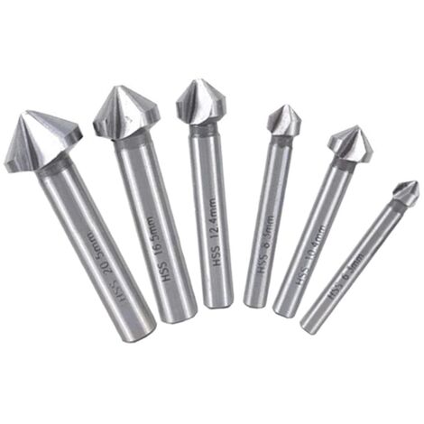 6 Pièces Foret à Fraiser, Fraise à Chanfreiner HSS Foret Conique 90° Fraise à Noyer Forets Fraise à Ébavurer Cylindrique, Outil de Vis pour DIY Bois