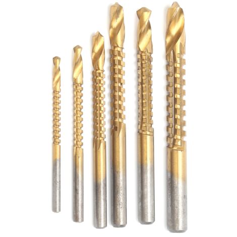 6 pièces foret en dents de scie torsion main électrique scie à bois perceuse Allin1 outil de trou de poinonnage