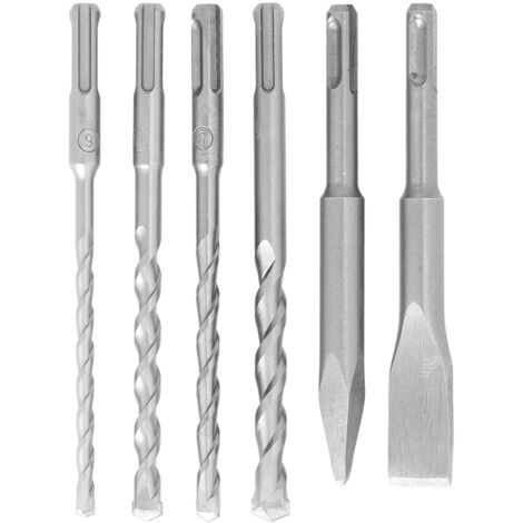 6 pièces Forets à Percussion pour Briques, Pointes et Burins Plats, Haute Dureté, Coupe Rapide