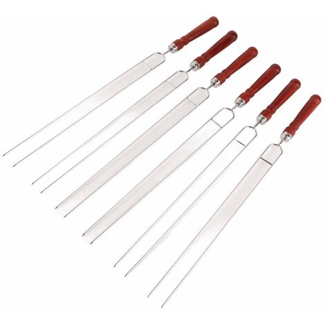 6 Pièces Fourchettes Barbecue en Acier Inoxydable et 2 Brosses de Nettoyage en Silicone - Ensemble d'Outils de Cuisson