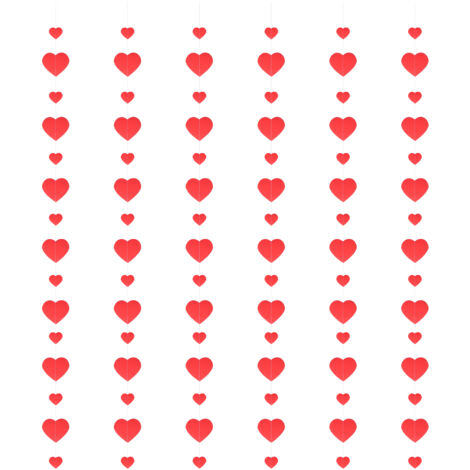 6 Pièces Guirlande Cœur Rouge pour Décoration Mariage Saint-Valentin Fête