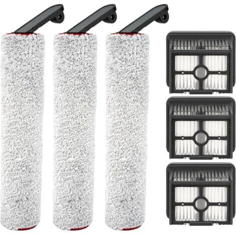 (6 pièces) H12 Pro rouleaux brosses de rechange et filtres HEPA pour les aspirateurs Dreame H12 Pro, H12 Dual sans fil humides et secs, 3 rouleaux brosses, 3 filtres HEPA, kit d'accessoires