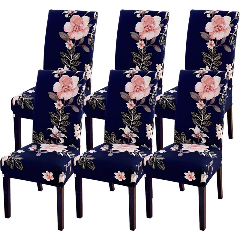 Linghhang - 6 Pièces , Housse de Chaise Extensible , Moderne Housse de Chaise Salle à Manger,Amovible Lavable Couverture Protection de Chaise pour