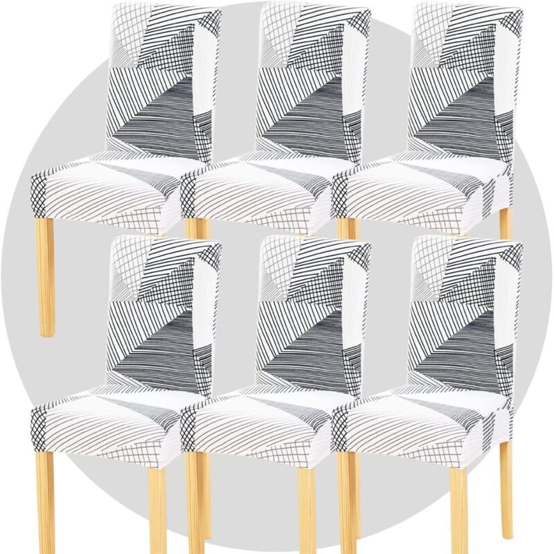 Stretch Chair Covers Slipcovers Set of 6 Printed Stretchable Dining Chair Slipcover Washable Removable for Kitchen,Hotel,Restaurant