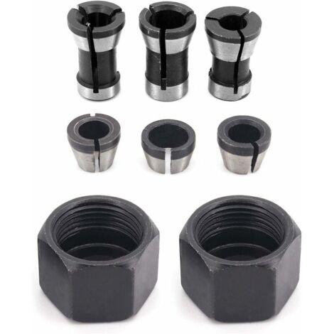6 Pièces HSS Tête de Mandrin, 6 mm 6.35 mm 8 mm Tête adaptateur Convertisseur pour perceuses Machine de Gravure, pour rogneuse Menuiserie électrique Pince de routeur Titulaire +2 écrous-LIAIKI