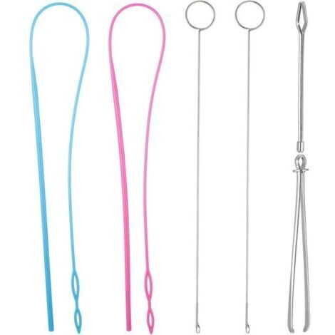 6 Pièces Kit de Boucle de Couture, Comprenant Crochet de Tourneur de Boucle Enfile-Cordon Flexible Pince à Épiler en Métal Outil de Tourneur à Boucle Long avec Verrou pour DIY Accessoires de Tri