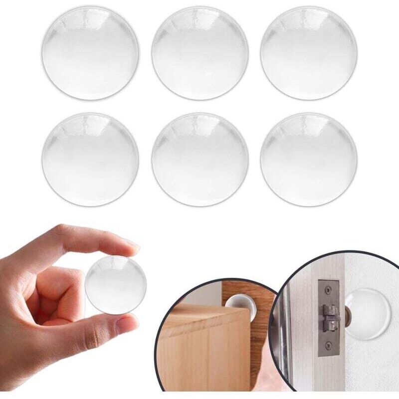 6 pièces Kit de protection murale en caoutchouc transparent pour butée de porte, poignée de butée de porte auto-adhésive, panneau de verre