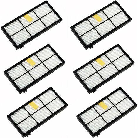 6 Pièces Kits d'Accessoires de Filtres de Rechange pour iRobot Roomba 800 900 Series 850 860 861 866 870 880 890 900 960 980 981 985