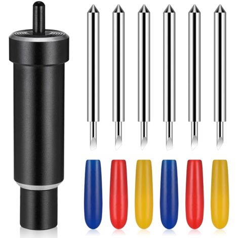 6 Pièces Lame de Rechange Fine Cut avec Boîtier,Explore Deep Cut Lame Compatible Cricut Explore 3/Air 2/Air/One/Cricut Maker 3,avec 6 Lames Deep Spot (3 Angles)