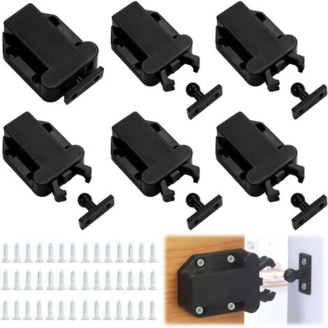 6 Pièces Loqueteau Pousse Lache, Push to Open avec 36 Vis, Loquet À Dégagement Tactile, Poussoir Porte Placard, Loquets pour Placards, Loquets de Touch pour Armoires, Portes, Tiroirs, Meubles
