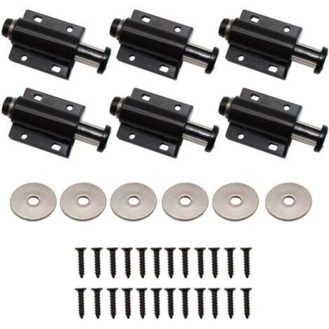 6 Pièces Loquets Magnétiques, Fermeture Push, Amortisseur de Porte Magnétique, Aimant Poussoir, Pression Attrape, pour Armoire Tiroir Placard (Noir)