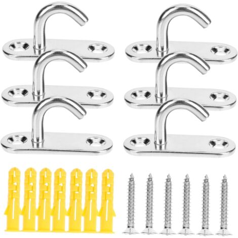 6 pièces Lot de Crochets Plafond Inoxydable U Ouverts Anneaux de Suspension Robustes et Compacts pour Plante Hamac Bateau et Support Mural