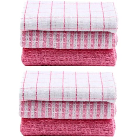 6 pièces Lot de Torchons Cuisine Absorbants Coton Doux Serviettes