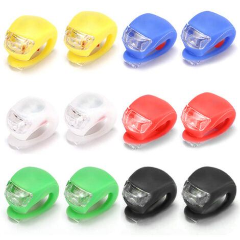 6 Pièces Lumières LED Sécurité Vélo Nuit, Feux Avant Arrière Géométriques Grenouille