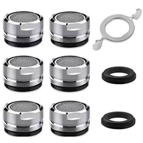 6 Pieces M24 Faucet Aerator, Water Saving Faucet Aerator with Stainless Steel and ABS Filter