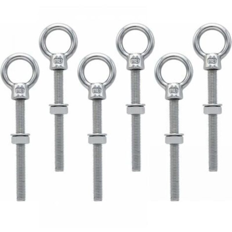 6 pieces, M8 x 80 mm Eye Bolt M8 Ring Screw with Metric Thread Stainless Steel, for fastening and suspension