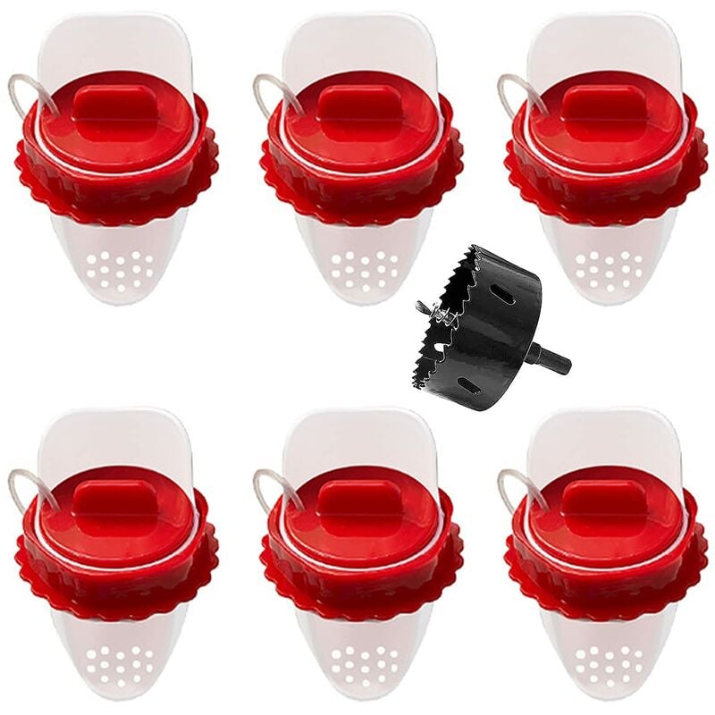 6 Pièces Mangeoire Poules, Mangeoire Poules Anti Nuisible, Mangeoire Poule Automatique éTanche à la Pluie, pour Seaux Tonneaux Bacs, Boîtes, Auges (6)