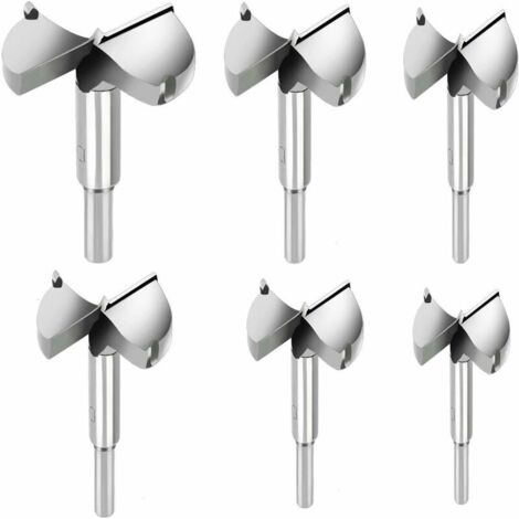 6 pièces Mèches Bois, Fraises a Bois Carbure Diametre 30/35/40/45/50/60mm, Mèches Pour La Perforation De Produits En Bois, Tiroirs, Produits en Plastique, Bois, Contreplaqué