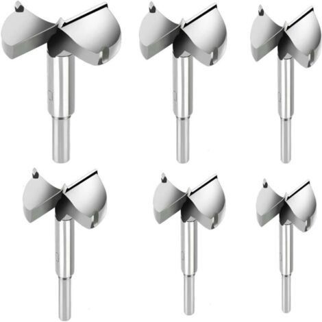 6 pièces Mèches Bois, Fraises a Bois Carbure Diametre 30/35/40/45/50/60mm, Mèches Pour La Perforation De Produits En Bois, Tiroirs, Produits en Plastique, Bois, Contreplaqué