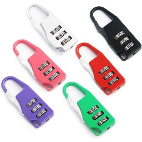6 Pieces Mini Code Lock Locker 3 Digit Code Lock Suitcase Lock Combination Security Lock for Luggage Backpack Suitcase Locker (Black Silver Purple Red Pink Green)