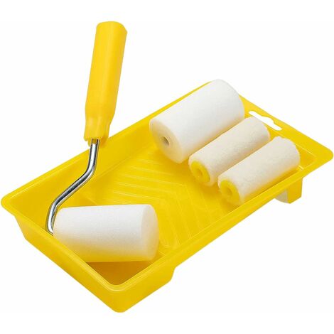 6 Pieces Mini Foam Paint Roller Paint Decoration Kit 2 Inch Small Paint Roller Tray Set with High-Density Foam Roller Covers for Wall Paint Repair Brush