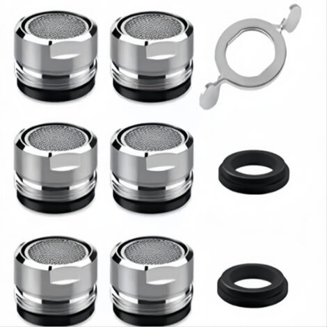 6 Pièces Mousseur Robinet M24, Economiseur d'eau pour Robinet, Aérateur Robinet avec Filtre en Acier Inoxydable et Joints pour Robinets de Cuisine et de Salle de Bains