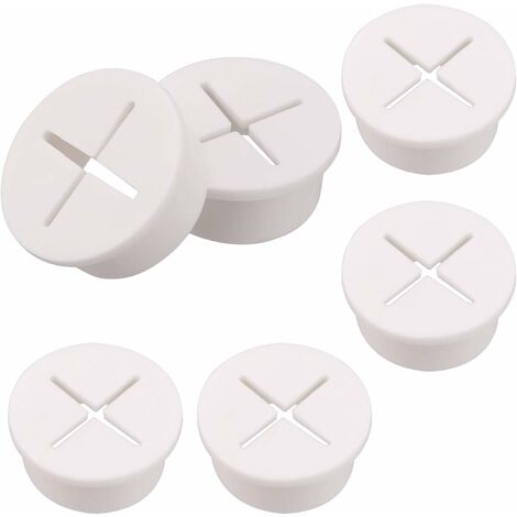 6 Pièces Oeillet De Cordon De Câble En Silicone Flexible, Oillets En Caoutchouc Blanc, Couvercle De Trou De Fil De Câble Pour Bureau d'Ordinateur à Domicile