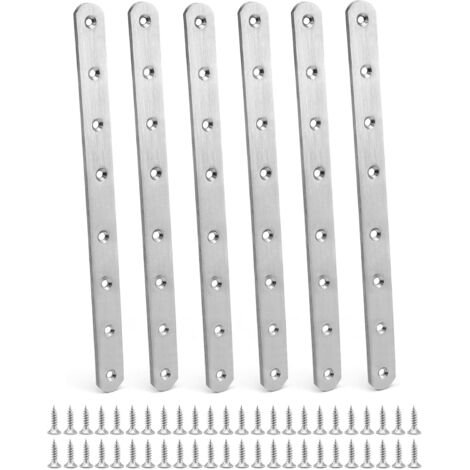 6 Pièces Pattes D'assemblage, Acier Inoxydable 295x25mm, Plaque Métallique Droite, Pour Réparation Meubles