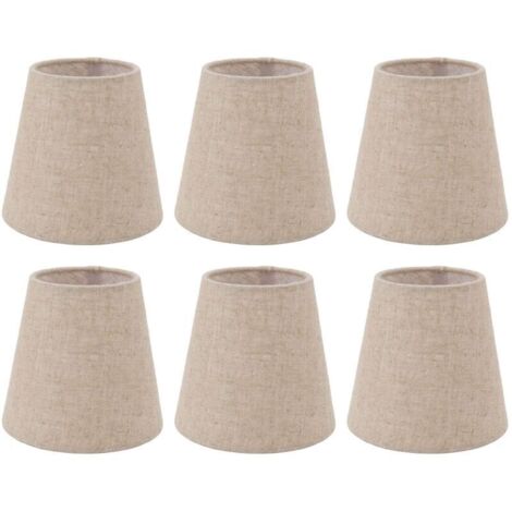 6 Pièces Petit Abat-jour, Abat-jour en Tissu de Lin à Tambour à Clipser, Résistant à L'usure, Bonne Transmission de la Lumière, Abat-jour pour Lampes de Table, Abat-jour pour