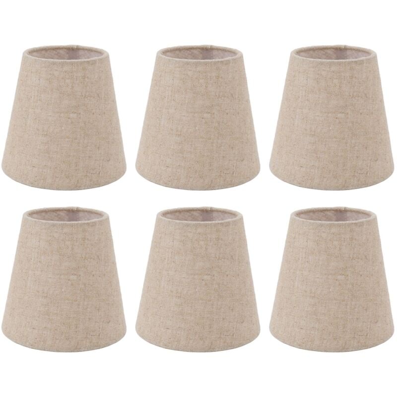 6 pièces petit abat-jour Clip sur tambour abat-jour en tissu de lin pour bougies ampoules accessoires d'éclairage - Eosnow