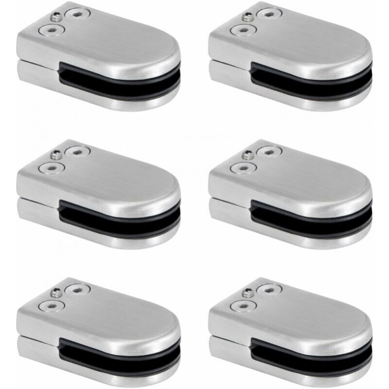 6 Pièces Pince à Verre Pince de Verre en Acier Inoxydable Supports de Serrage en Verre de 6 à 8 mm Clip en Verre Réglable Connexion à Dos Plat pour